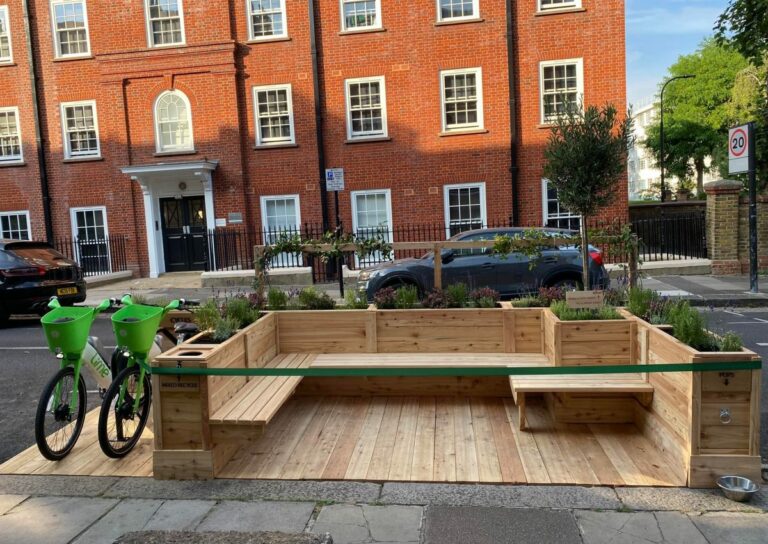 The Camden Clean Air Initiative turns car parking space into trial Parklet
